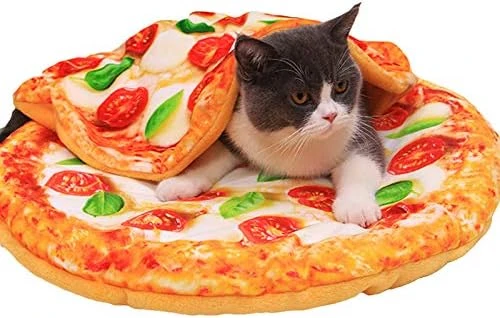 SEIS 2 Pcs Pet Mat And Blanket Set Warm Dog Pad Winter Cat Blanket Cute Pizza Toast Design Sleeping Bed (Pizza, L) 5 SEIS 2 Pcs Pet Mat And Blanket Set Warm Dog Pad Winter Cat Blanket Cute Pizza Toast Design Sleeping Bed (Pizza, L) - Image 5