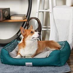 HugSmart Pet Dog Bed, Rectangle Reversible Lounge Bed For Large Dogs，Machine Washable Bed With Removeable Cover And Tough Lining (Tide, Small) -Zoomie Shop 510JUenG4QS