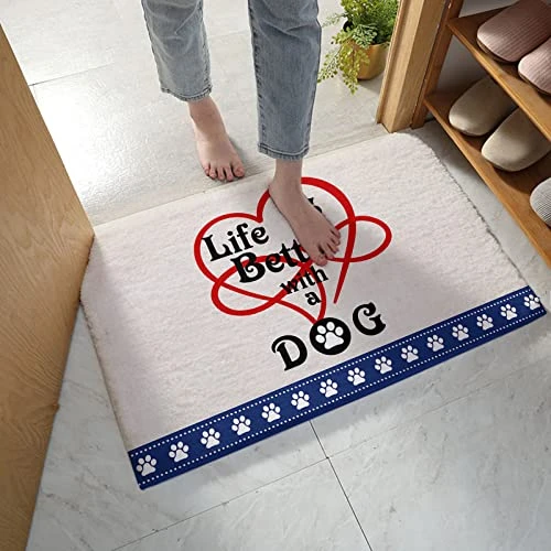 Pet Valentine's Day Decorative Doormat 18"x30", Non Slip Non Shedding Absorbent Indoor Area Rug, Washable Thick Plush Door Mat For Front Layered Kitchen Bathroom, Dog Footprints Love Heart Sweet Words 2 Pet Valentine's Day Decorative Doormat 18"x30", Non Slip Non Shedding Absorbent Indoor Area Rug, Washable Thick Plush Door Mat For Front Layered Kitchen Bathroom, Dog Footprints Love Heart Sweet Words - Image 2