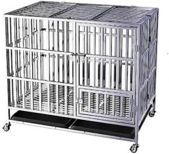 Collapsible Dog Cage, Four Wheel Stainless Steel Dog Kennel, Suitable For All Kinds Of Pet Dogs And Cats, Large Dog And Dog Cage (Size : 125 * 95 * 110) -Zoomie Shop 510eQ3sgSfL. AC