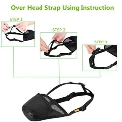 Dog Muzzle Mesh With Overhead Strap, No Lick Dog Mask Mouth Guard Muzzle For Dogs Prevent Biting Chewing (M, Black) -Zoomie Shop 510u93qQbZL