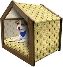 Ambesonne Pop Art Wooden Dog House, Hipster Banana Graphic Exotic Fruits Island Food Jungle Tropical Design, Indoor & Outdoor Portable Dog Kennel With Pillow And Cover, X-Large, Cobalt Blue Mustard -Zoomie Shop 511ButjScUL. AC