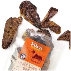 Riley's Premium Dehydrated Lamb Lung Dog Treats - Sourced In USA, Made In USA - Air Dried Crunchy & Delicious Lamb Dog Treats - 6 Oz