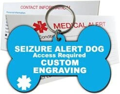 My Identity Doctor Seizure Alert Service Dog Tag Custom Engraved Dog Bone Plastic - Blue - Small -Zoomie Shop 511MDiM2xrL. AC