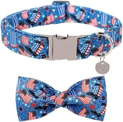 UP URARA PUP Summer Dog Collar With Bow Tie, Cotton Cute Bowtie Dog Collar, Summer Bowtie Collar For Small Boy Girl Dog, Comfortable Blue Dog Collar With Metal Buckle, S, Neck 10-16in 28 UP URARA PUP Summer Dog Collar With Bow Tie, Cotton Cute Bowtie Dog Collar, Summer Bowtie Collar For Small Boy Girl Dog, Comfortable Blue Dog Collar With Metal Buckle, S, Neck 10-16in -Zoomie Shop 511VD1WmcL. AC