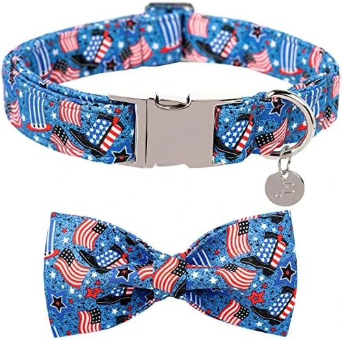 UP URARA PUP Summer Dog Collar With Bow Tie, Cotton Cute Bowtie Dog Collar, Summer Bowtie Collar For Small Boy Girl Dog, Comfortable Blue Dog Collar With Metal Buckle, S, Neck 10-16in 14 UP URARA PUP Summer Dog Collar With Bow Tie, Cotton Cute Bowtie Dog Collar, Summer Bowtie Collar For Small Boy Girl Dog, Comfortable Blue Dog Collar With Metal Buckle, S, Neck 10-16in - Image 14