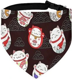 GENERIC Cats Maneki-Neko, Lucky Charms Pet Bandana Collar - Scarf Collar - Art Dog Bandana Minimal Head Cicumference -Zoomie Shop 511eKO3OUL. AC