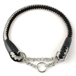 Kuntrona Braided Rope Dog Choke Collar Martingale Dog Training Collars 22-26" Adjustable Black Grey XL