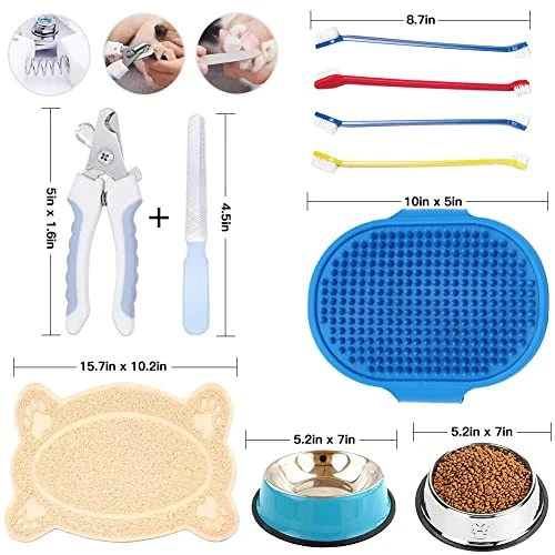 LINXTAR Puppy Starter Kit 27pcs For Small/Medium Breed Puppy Essential, Includes: Puppy Toys/Plush Dog Bed/Bowls With Food Mat/Leash Collar/Bath Grooming Supplies/Cleaning Accessories 5 LINXTAR Puppy Starter Kit 27pcs For Small/Medium Breed Puppy Essential, Includes: Puppy Toys/Plush Dog Bed/Bowls With Food Mat/Leash Collar/Bath Grooming Supplies/Cleaning Accessories - Image 5