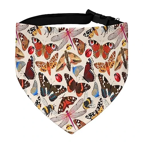 GENERIC Vintage Bugs Pattern Pet Bandana Collar - Scarf Collar - Art Dog Bandana Minimal Head Cicumference 1 GENERIC Vintage Bugs Pattern Pet Bandana Collar - Scarf Collar - Art Dog Bandana Minimal Head Cicumference