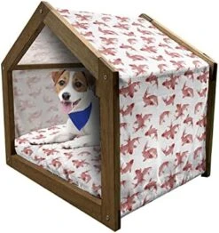 Lunarable Vegetables Wooden Dog House, Ornate Food Garlic Pepper Cauliflower Delicious Plants Image, Outdoor & Indoor Portable Dog Kennel With Pillow And Cover, X-Large, Lime Green Yellow -Zoomie Shop 513ebX6ZOjL. AC