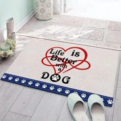 Pet Valentine's Day Decorative Doormat 18"x30", Non Slip Non Shedding Absorbent Indoor Area Rug, Washable Thick Plush Door Mat For Front Layered Kitchen Bathroom, Dog Footprints Love Heart Sweet Words 17 Pet Valentine's Day Decorative Doormat 18"x30", Non Slip Non Shedding Absorbent Indoor Area Rug, Washable Thick Plush Door Mat For Front Layered Kitchen Bathroom, Dog Footprints Love Heart Sweet Words -Zoomie Shop 514Ojc7Q2qL
