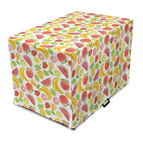 Lunarable Watermelon Dog Crate Cover, Hawaiian Food Pattern With Pineapple Strawberry Lemons And Bananas Grunge Effect, Easy To Use Pet Kennel Cover For Small Dogs Puppies Kittens, 18 Inch, Multicolor 1 Lunarable Watermelon Dog Crate Cover, Hawaiian Food Pattern With Pineapple Strawberry Lemons And Bananas Grunge Effect, Easy To Use Pet Kennel Cover For Small Dogs Puppies Kittens, 18 Inch, Multicolor