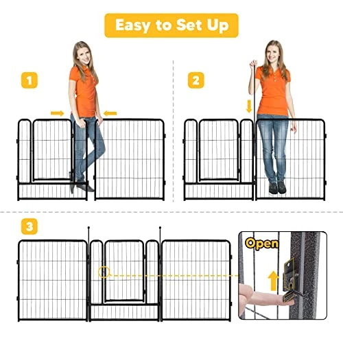 TMEE Dog Playpens 8/16 Panels Dog Pen Outdoor Indoor Dog Fence Exercise Pen 24 Inch Height Pet Play Yard Gate With Doors For Small Dogs/Puppies, Pet Playpen For RV, Camping, Yard, 8 Pcs 5 TMEE Dog Playpens 8/16 Panels Dog Pen Outdoor Indoor Dog Fence Exercise Pen 24 Inch Height Pet Play Yard Gate With Doors For Small Dogs/Puppies, Pet Playpen For RV, Camping, Yard, 8 Pcs - Image 5
