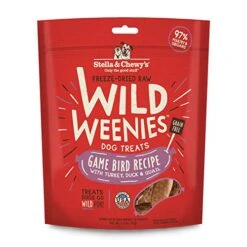Stella & Chewy’s Freeze-Dried Raw Wild Weenies Dog Treats – All-Natural, Protein Rich, Grain Free Dog & Puppy Treat – Great For Training & Rewarding – Game Bird Recipe – 3.25 Oz Bag