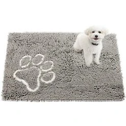 Dog Mat For Floor,Grey 20x31Inch Muddy Mats For Dogs,Pet Dog Feeding Mat Rug For Food And Water,Dries Quickly, Machine Washable -Zoomie Shop 5154Usq4eJL