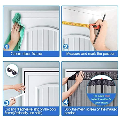 Upgraded Magnetic Screen Door,Heavy Duty Mesh Curtain, Fits Doors Up To 78x70in/200x180cm, Hands Free Dogs Cats Pet Friendly Door Screen -Black 2 Upgraded Magnetic Screen Door,Heavy Duty Mesh Curtain, Fits Doors Up To 78x70in/200x180cm, Hands Free Dogs Cats Pet Friendly Door Screen -Black - Image 2