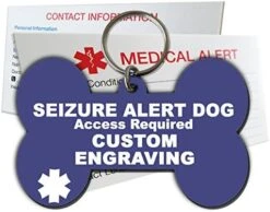 My Identity Doctor Seizure Alert Service Dog Tag Custom Engraved Dog Bone Plastic - Blue - Small -Zoomie Shop 516F2e0sPwL. AC