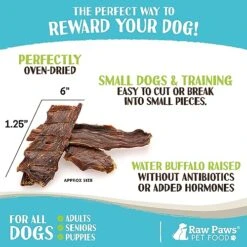 Raw Paws Free-Range Grass-Fed Water Buffalo Jerky For Dogs, 16-oz - Packed In USA - Pure Buffalo Meat - Beef Jerky For Dogs Alternative - Jerky Treats For Dogs - Jerky Sticks For Dogs, Dog Beef Jerky -Zoomie Shop 516NNGzQ7hL