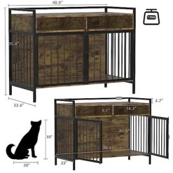 GGUL Furniture Dog Crate Large Dog, Heavy Duty Dog Cages For Medium/Small Dogs Indoor, Super Sturdy Large Dog Kennel With Storage And Anti-Chew 41 Inch