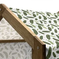 Lunarable Farming Wooden Pet House, Organic Cucumbers Dill Pickles Healthy Food Vegetables Salad Homemade, Outdoor & Indoor Portable Dog Kennel With Pillow And Cover, Large, Fern Green And Emerald -Zoomie Shop 517NlEW32IL
