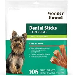 Amazon Brand - Wonder Bound Dog Dental Sticks, Chicken Flavor, Small/Medium, 45 Count, 25 Oz -Zoomie Shop 517OuiEXngL. AC