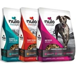 Nulo Freeze Dried Raw Dog Food Variety Pack: Natural Grain Free Formula With GanedenBC30 Probiotics For Digestive & Immune Health - All Ages & Breeds - 3 X 5oz Bags (Beef, Salmon, Turkey)