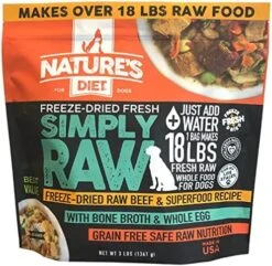 Nature's Diet Simply Raw® Freeze-Dried Raw Whole Food Meal - Makes 18 Lbs Fresh Raw Food With Muscle, Organ, Bone Broth, Whole Egg, Superfoods, Fish Oil Omega 3, 6, 9, Probiotics & Prebiotics (Beef) -Zoomie Shop 517uWUu5 qL. AC