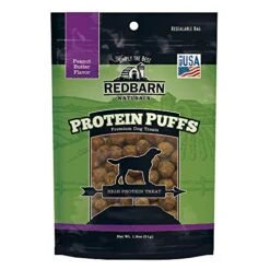 Redbarn Protein Puffs For Dogs | A Human-Grade High-Protein Training Treat Or Food Topper | Made In The USA (Peanut Butter, Pack Of 3)