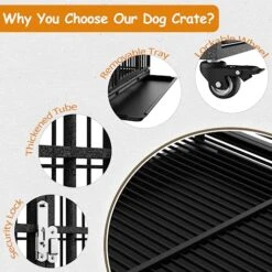 Tuanlove 48" Dog Crate Heavy Duty Indestructible Dog Crate, High Anxiety Dog Crate With Lockable Wheels Double Doors & Locks Design, Removable Tray Design, Upgraded (Silver) -Zoomie Shop 518i9Ik0D1L