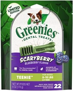 GREENIES TEENIE Natural Dog Dental Care Chews Oral Health Dog Treats Blueberry Flavor, 12 Oz. Pack (43 Treats) -Zoomie Shop 518qxEVkqDL. AC