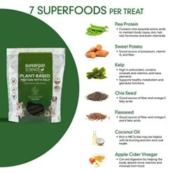 Superfood Science-Plant Based Dog Treats With Sweet Potato, Chia, Flaxseed, And Coconut Oil For Healthy Skin And Coat, Natural, Gluten Free Vegetarian Hypoallergenic, Protein Dog Training Treats 5 Oz 7 Superfood Science-Plant Based Dog Treats With Sweet Potato, Chia, Flaxseed, And Coconut Oil For Healthy Skin And Coat, Natural, Gluten Free Vegetarian Hypoallergenic, Protein Dog Training Treats 5 Oz -Zoomie Shop 519EkZBECXL