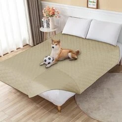 Furrybaby Waterproof Dog Bed Cover For Dog Beds & Furniture Machine Washable Waterproof Dog Blanket Anti Slip Couch Protector For Dogs Cats And Other Pets (Creamy-White, 82x102inch)