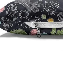 Lunarable Vegetable Pet Bed, Line Art Style Food Pattern With Pepper Tomato Radish Lettuce, Chew Resistant Pad For Dogs And Cats Cushion With Removable Cover, 24" X 39", Charcoal Grey And Multicolor -Zoomie Shop 519TG5CIgsL