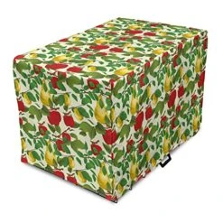 Lunarable Fruit Dog Crate Cover, Repetitive Pattern Of Pear And Apple Branches With Leaves Blooming Organic Foods, Easy To Use Pet Kennel Cover For Small Dogs Puppies Kittens, 42 Inch, Multicolor