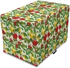 Lunarable Fruit Dog Crate Cover, Repetitive Pattern Of Pear And Apple Branches With Leaves Blooming Organic Foods, Easy To Use Pet Kennel Cover For Small Dogs Puppies Kittens, 18 Inch, Multicolor -Zoomie Shop 519dqEp3s5L. AC 9