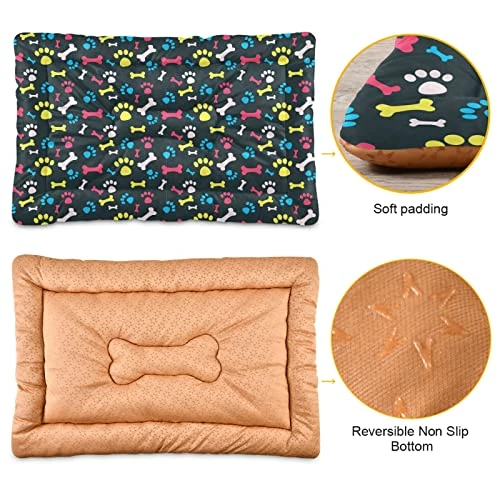 Ultra Soft Dog Cat Crate Bed Blanket-Colorful Paw Prints And Bones Fluffy Pet Bed All Season-Short Pile-Anti-Slip Pet Beds 24"x18" 2 Ultra Soft Dog Cat Crate Bed Blanket-Colorful Paw Prints And Bones Fluffy Pet Bed All Season-Short Pile-Anti-Slip Pet Beds 24"x18" - Image 2