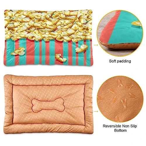 Coikll Popcorn Food Pet Bed Pad Soft Dog Bed Mat With Anti-Slip Bottom, Machine Washable Crate Pad Mattress For Dog Sleeping 2 Coikll Popcorn Food Pet Bed Pad Soft Dog Bed Mat With Anti-Slip Bottom, Machine Washable Crate Pad Mattress For Dog Sleeping - Image 2