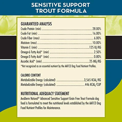 AvoDerm Advanced Sensitive Support Grain-Free Trout & Pea Formula Dry Dog Food, Sensitive Stomach, 4lb 4 AvoDerm Advanced Sensitive Support Grain-Free Trout & Pea Formula Dry Dog Food, Sensitive Stomach, 4lb - Image 4
