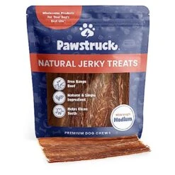 Pawstruck Dog Jerky Treats Pet Food (4"-6" Strips, 15 Pack) Joint Health 100% Beef Chews, Bulk, Gourmet Gullet Straps, Naturally Rich In Glucosamine & Chondroitin, 0.35 Pounds
