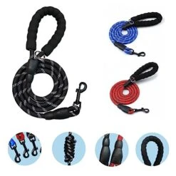 LLHGTHG Dog Leash, Nylon Rope Thick And Durable Leash For Medium And Large Dogs With Collapsible Pet Bowl, Leash, Dispenser Waste Bag And Dog Collar Set. (Blue) -Zoomie Shop 51A1mOScr2L