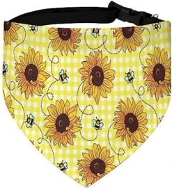 GENERIC Pattern With Sunflowers Bees Pet Bandana Collar - Scarf Collar - Art Dog Bandana Minimal Head Cicumference 8 GENERIC Pattern With Sunflowers Bees Pet Bandana Collar - Scarf Collar - Art Dog Bandana Minimal Head Cicumference -Zoomie Shop 51B 5ukF0hL. AC