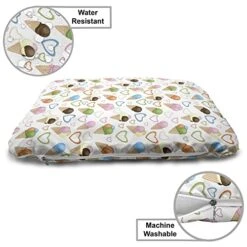Lunarable Ice Cream Wooden Pet House, Refreshing Summer Food With 3 Different Scoops And Colorful Hearts, Outdoor & Indoor Portable Dog Kennel With Pillow And Cover, Large, Multicolor -Zoomie Shop 51B4g95EaOL