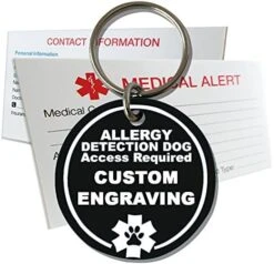 My Identity Doctor Allergy Detection Service Dog ID Custom Engraved Round Plastic - White - Large -Zoomie Shop 51BC8QYE1LL. AC