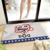 Pet Valentine's Day Decorative Doormat 18"x30", Non Slip Non Shedding Absorbent Indoor Area Rug, Washable Thick Plush Door Mat For Front Layered Kitchen Bathroom, Dog Footprints Love Heart Sweet Words