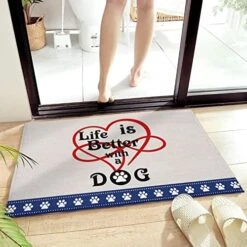 Pet Valentine's Day Decorative Doormat 18"x30", Non Slip Non Shedding Absorbent Indoor Area Rug, Washable Thick Plush Door Mat For Front Layered Kitchen Bathroom, Dog Footprints Love Heart Sweet Words 25 Pet Valentine's Day Decorative Doormat 18"x30", Non Slip Non Shedding Absorbent Indoor Area Rug, Washable Thick Plush Door Mat For Front Layered Kitchen Bathroom, Dog Footprints Love Heart Sweet Words -Zoomie Shop 51BMxPNksbL. AC 2