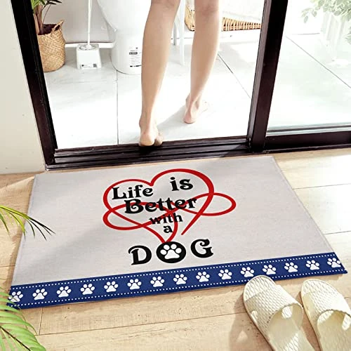 Pet Valentine's Day Decorative Doormat 18"x30", Non Slip Non Shedding Absorbent Indoor Area Rug, Washable Thick Plush Door Mat For Front Layered Kitchen Bathroom, Dog Footprints Love Heart Sweet Words 1 Pet Valentine's Day Decorative Doormat 18"x30", Non Slip Non Shedding Absorbent Indoor Area Rug, Washable Thick Plush Door Mat For Front Layered Kitchen Bathroom, Dog Footprints Love Heart Sweet Words
