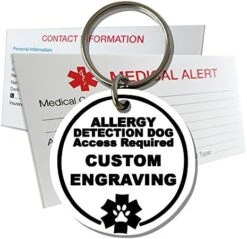 My Identity Doctor Allergy Detection Service Dog ID Custom Engraved Round Plastic - White - Large -Zoomie Shop 51BeaP0PTZL. AC