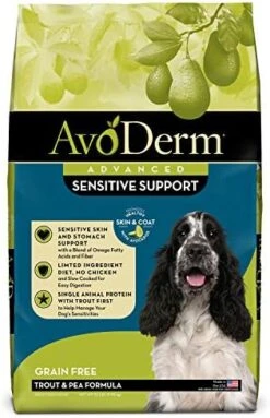 AvoDerm Advanced Sensitive Support Grain-Free Trout & Pea Formula Dry Dog Food, Sensitive Stomach, 4lb 12 AvoDerm Advanced Sensitive Support Grain-Free Trout & Pea Formula Dry Dog Food, Sensitive Stomach, 4lb -Zoomie Shop 51BfIlsrcHL. AC