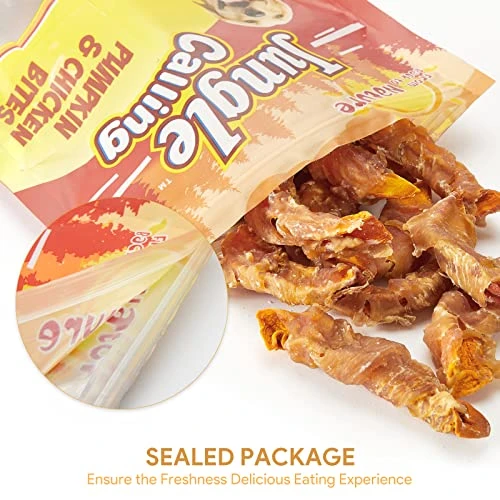 Jungle Calling Natural Chicken Wrapped Pumpkin Dog Treats, Rawhide Free Healthy Chews For Puppy, Gluten And Grain Free Dog Snacks, 11oz 5 Jungle Calling Natural Chicken Wrapped Pumpkin Dog Treats, Rawhide Free Healthy Chews For Puppy, Gluten And Grain Free Dog Snacks, 11oz - Image 5